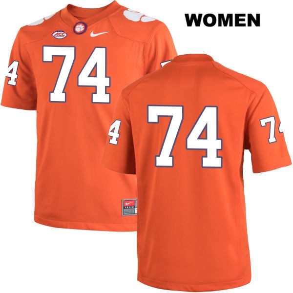 Women's Clemson Tigers #74 John Simpson Stitched Orange Authentic Nike No Name NCAA College Football Jersey UOV6246JZ